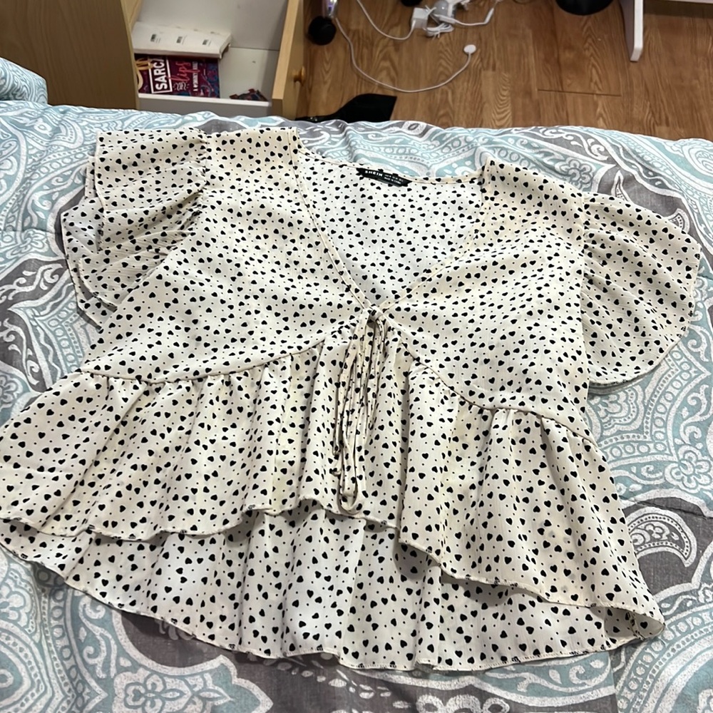 Shein white & black blouse - size m